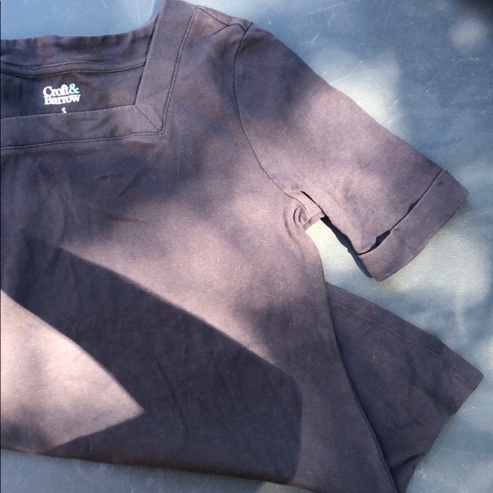 Black square neck top